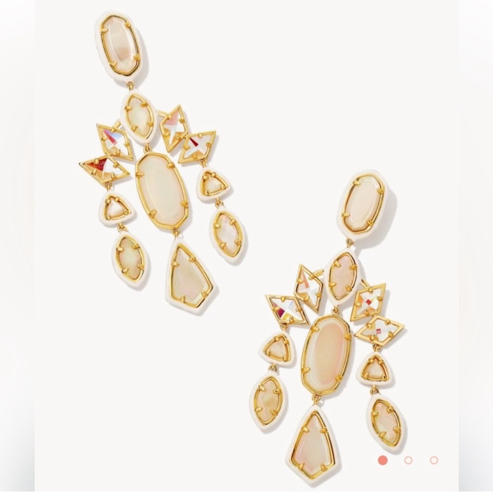 Kendra Scott Greta Gold Statement Earrings in Ivory Mix